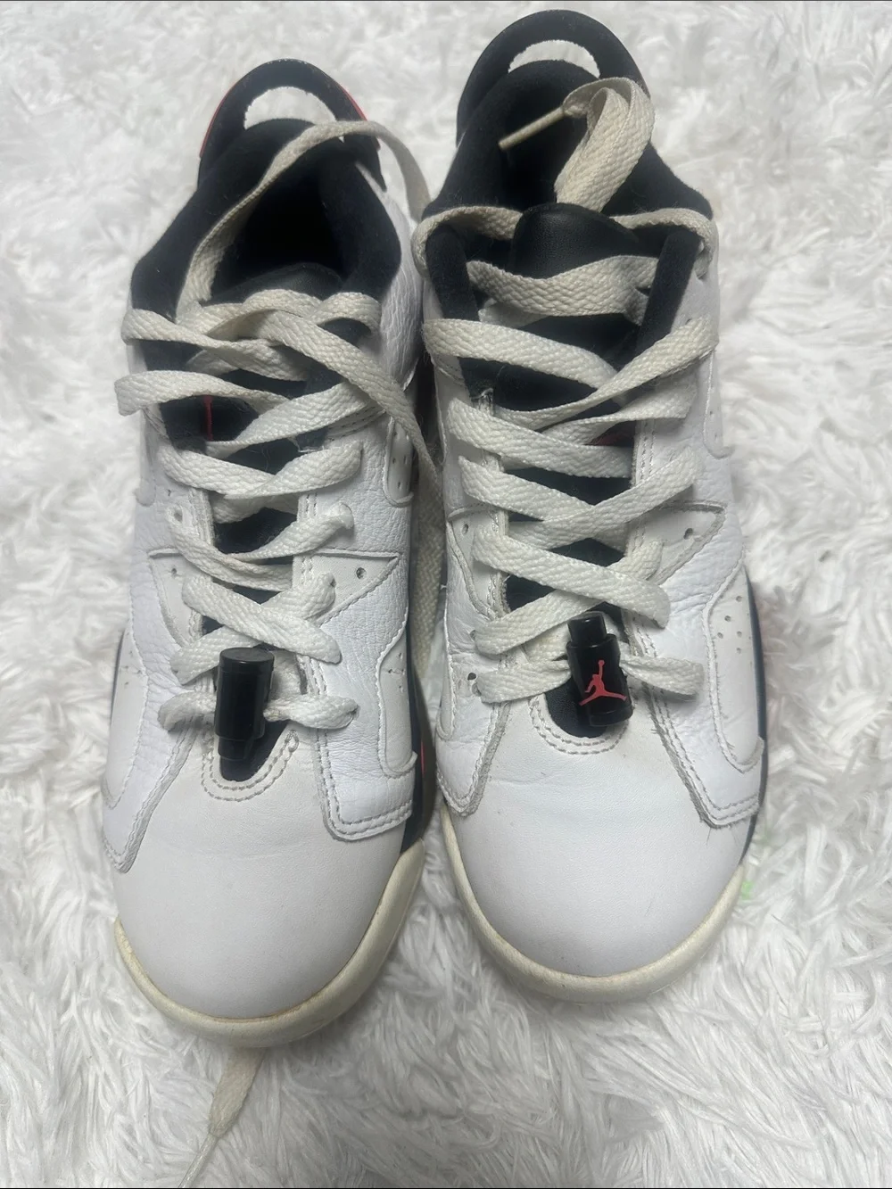 Jordan Kids White and Black Basketball Sneakers with Red Jumpman